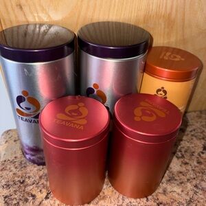 Teavana Silver Canisters with Purple Highlights